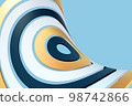 3D curved disk made up of rings on blue background. 98742866