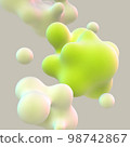 3D floating green cells on gray background. 98742867
