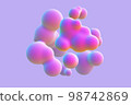 3D abstract liquid bubbles on purple background. 98742869