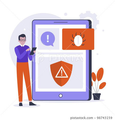 Flat design of malware illustration concept Flat design of malware illustration concept 98743159