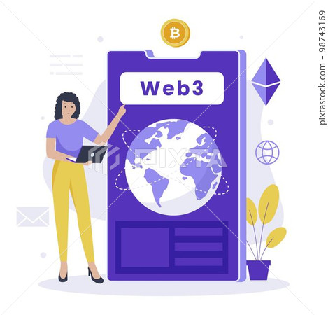 Web 3.0 illustration design concept Web 3.0 illustration design concept 98743169