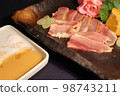 Fresh chicken sashimi platter photo 98743211