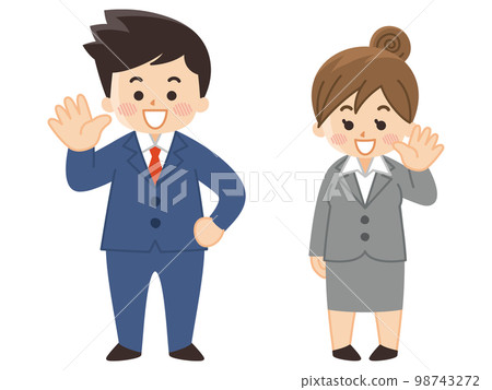 微笑著揮手的商人和女商人 98743272
