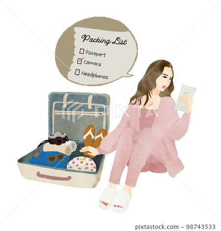 Woman looking at the list and packing 98743533