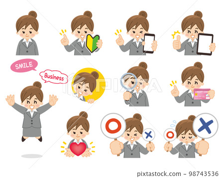 Business Woman Variations Beginner Mark Smartphone Tablet Magnifying Glass Credit Card 98743536