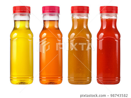 juice in plastic bottles 98743582