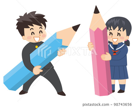 中學生拿著大鉛筆 98743656