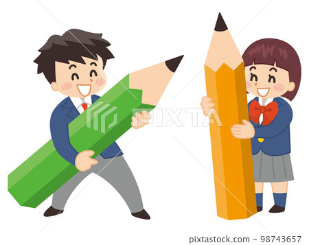 中學生拿著大鉛筆 98743657
