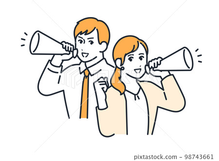 用擴音器支持的辦公室工作人員的簡單矢量插圖素材 用擴音器支持的辦公室工作人員的簡單矢量插圖素材 98743661