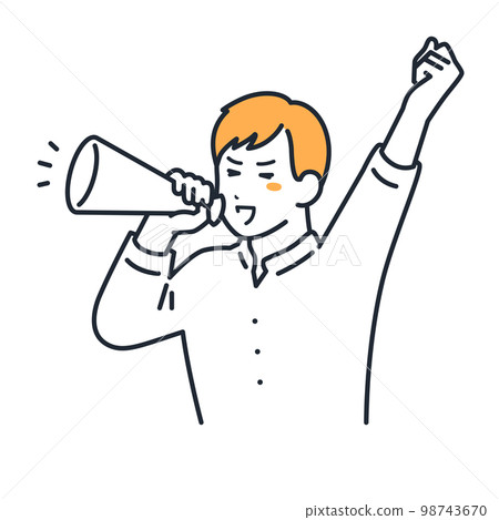 拿著擴音器歡呼的年輕人的簡單矢量圖解素材 拿著擴音器歡呼的年輕人的簡單矢量圖解素材 98743670