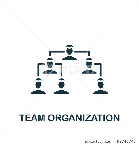 Team organization icon. Monochrome simple sign from collaboration collection. Team organization icon for logo, templates, web design and infographics. Team organization icon. Monochrome simple sign from collaboration collection. Team organization icon for logo, templates, web design and infographics. 98743745