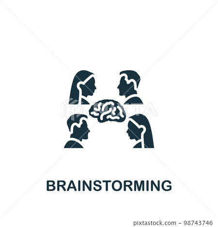 Brainstorming icon. Monochrome simple sign from collaboration collection. Brainstorming icon for logo, templates, web design and infographics. 98743746