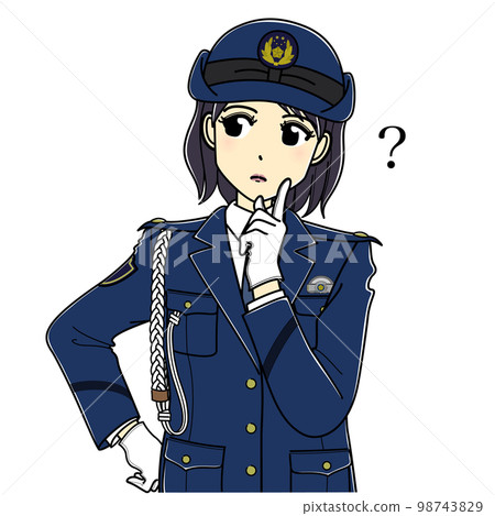 A female police officer who feels doubts (upper body) A female police officer who feels doubts (upper body) 98743829