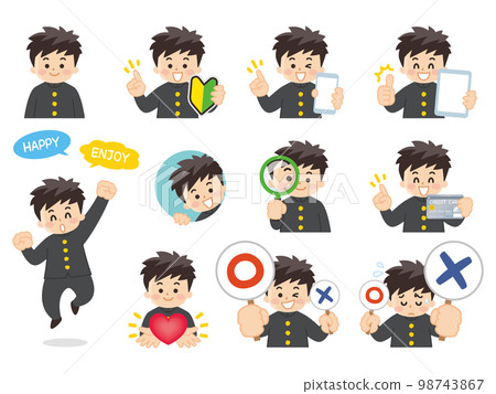 High school boy variation Beginner mark Smartphone Tablet Magnifying glass Credit card High school boy variation Beginner mark Smartphone Tablet Magnifying glass Credit card 98743867