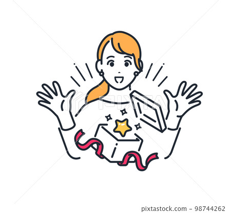 Simple vector illustration material of a young woman who grabs a chance 98744262