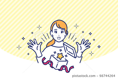 抓住機會的年輕女子的簡單矢量圖解素材 98744264