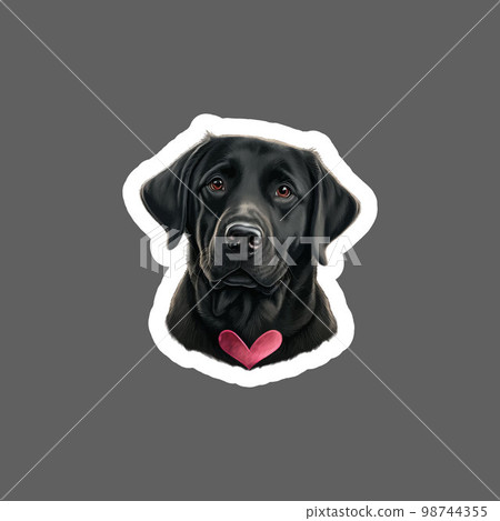 Sticker of Black Lab love hearts valentines day 98744355