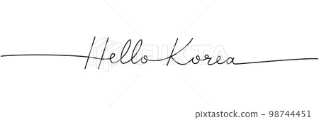 Hello Korea - word with continuous one line. Minimalist drawing of phrase illustration. Korea country - continuous one line illustration. 98744451