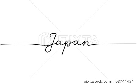 Japan - word with continuous one line. Minimalist drawing of phrase illustration. Japan country - continuous one line illustration. Japan - word with continuous one line. Minimalist drawing of phrase illustration. Japan country - continuous one line illustration. 98744454