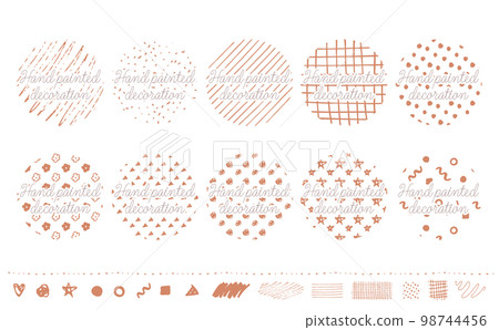 Simple and fashionable Scandinavian style handwriting pattern and pattern / pattern treatment set _ vector material _ reddish brown _ circle 98744456