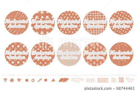 Simple and fashionable Scandinavian style handwriting pattern and pattern / pattern treatment set _ vector material _ reddish brown _ circle 98744461