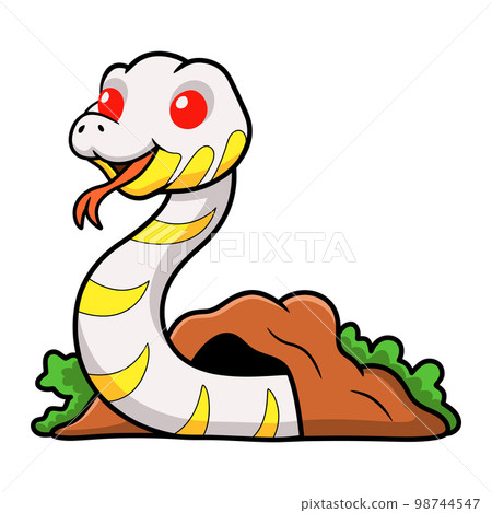 Cute albino mangrove snake cartoon out from hole 98744547