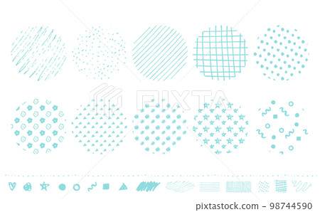 Simple and stylish Scandinavian style handwriting pattern and pattern / pattern treatment set _ vector material _ light blue _ circle Simple and stylish Scandinavian style handwriting pattern and pattern / pattern treatment set _ vector material _ light blue _ circle 98744590