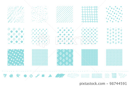 Simple and stylish Scandinavian style handwriting pattern and pattern / pattern treatment set _ vector material _ light blue _ square 98744591