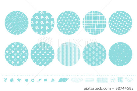 Simple and stylish Scandinavian style handwriting pattern and pattern / pattern treatment set _ vector material _ light blue _ circle Simple and stylish Scandinavian style handwriting pattern and pattern / pattern treatment set _ vector material _ light blue _ circle 98744592