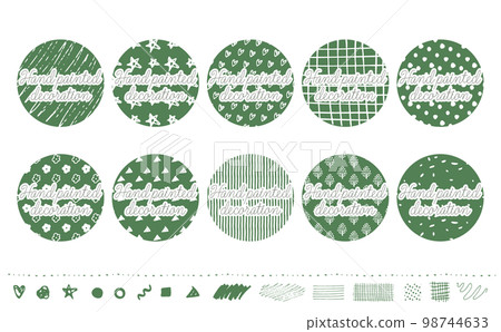 Simple and fashionable Scandinavian style handwriting pattern and pattern / pattern treatment set _ vector material _ dark green _ circle 98744633