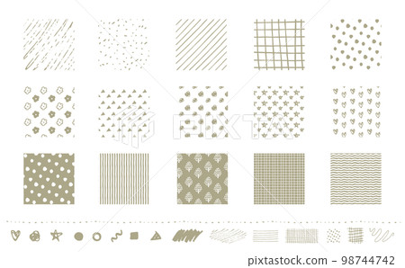Simple and fashionable Scandinavian style handwriting pattern and pattern / pattern arrangement set_vector material_greige_square 98744742
