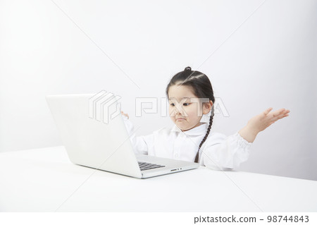 Child girl doing unruly pose Child girl doing unruly pose 98744843