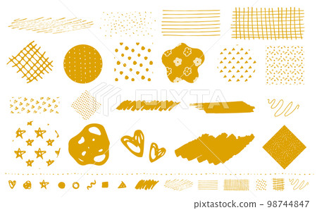 Simple and fashionable Scandinavian style handwriting pattern and pattern / pattern treatment set _ vector material _ yellow _ no text 98744847