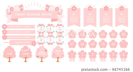 Cherry blossom design vector material set color 98745166
