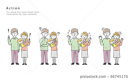 家庭面部表情設置全身 98745178