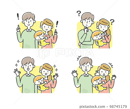 Family facial expression set upper body Family facial expression set upper body 98745179
