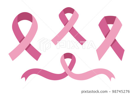 Awareness ribbon collection. Set of pink cancer ribbons. Isolated on white background fully editable 98745276