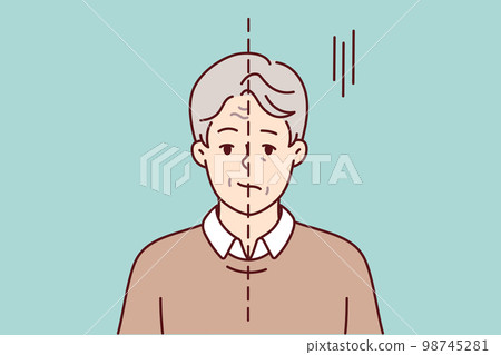 Lonely man smiling and sad at same time experiencing psychological problems. Vector image Lonely man smiling and sad at same time experiencing psychological problems. Vector image 98745281
