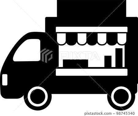 廚房車的簡單單色插圖 廚房車的簡單單色插圖 98745340