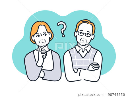 Simple vector illustration material of an elderly couple thinking 98745350
