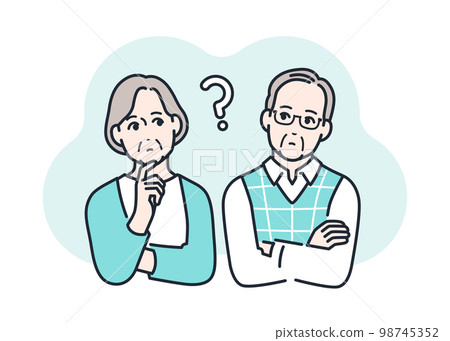 Simple vector illustration material of an elderly couple wondering 98745352