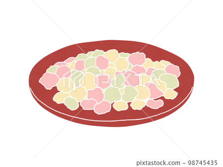 Illustration of Kansai Hinata on a red plate (print style) 98745435