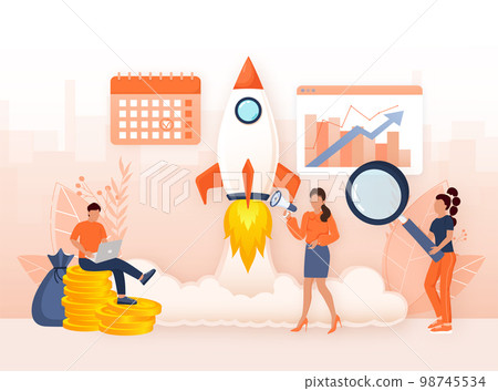 Startup new business project. Idea through planning and strategy, time management, realization. Vector illustration 98745534