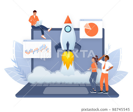 Startup new business project. Idea through planning and strategy, time management, realization. Vector illustration 98745545