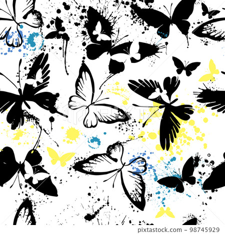 Seamless pattern of butterflies from watercolor... - Stock Illustration ...