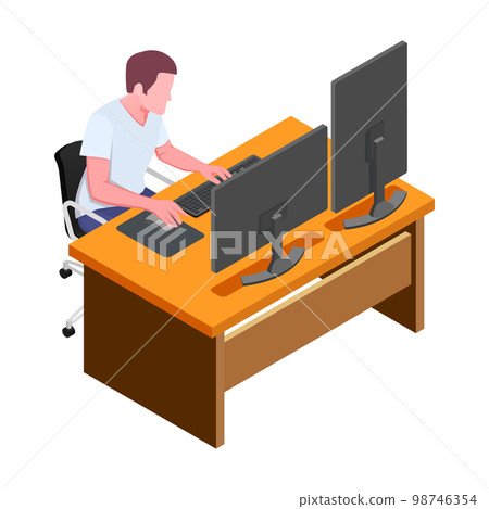 Game Developer Workspace Composition 98746354