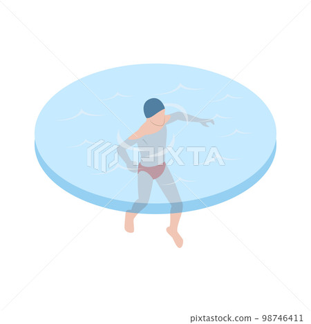 Swimming Guy Isometric Composition 98746411