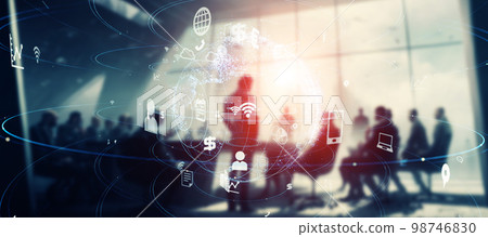 People working in the office and network image Horizontal visuals for banners and advertisements 98746830