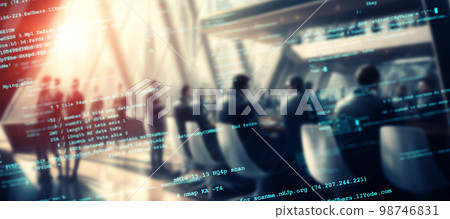 People working in the office and digital data image Horizontal visuals for banners and advertisements 98746831