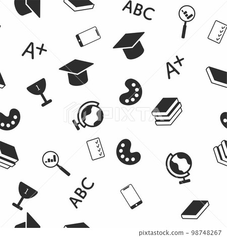 A pattern of black icons on the topic of education and science. A pattern of black icons on the topic of education and science. 98748267